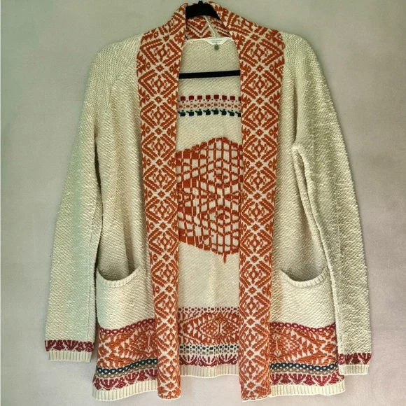 Lucky Brand Linen Cotton Embroidered Boho Deep Pocket Cardigan - Picture 2 of 11